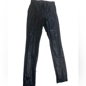 Black Leather Pants with Open Cut in the legs